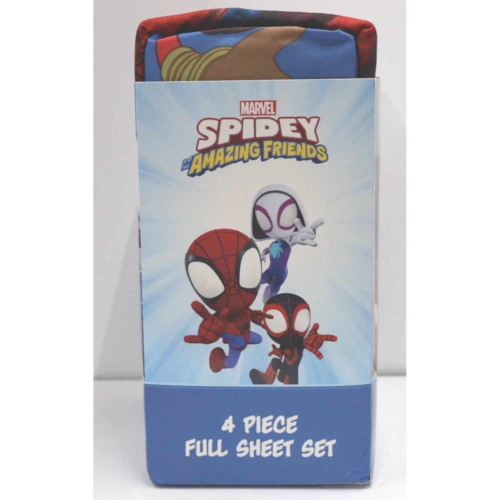 Marvel Spidey and His Amazing Friends Full Sheet Set 4pc Blue New Microfiber